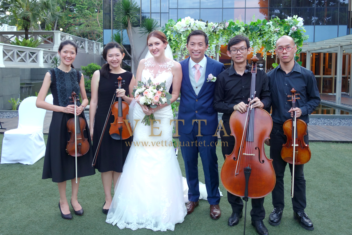 String Quartet Musicians for Wedding at Hotel Fort Canning, Outdoor Marquee